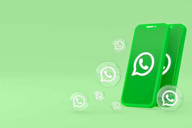 Photo whatapps icon on screen smartphone or mobile phone 3d render on green background