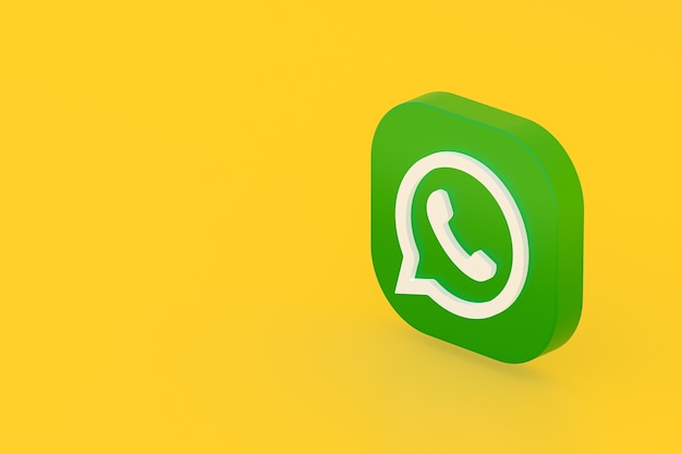 Whatsapp applicatie groen logo pictogram 3d render op geel