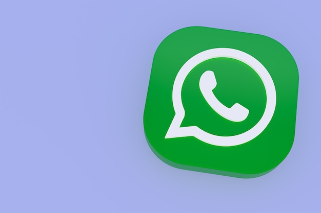 Whatsapp applicatie groen logo pictogram 3d render op paars