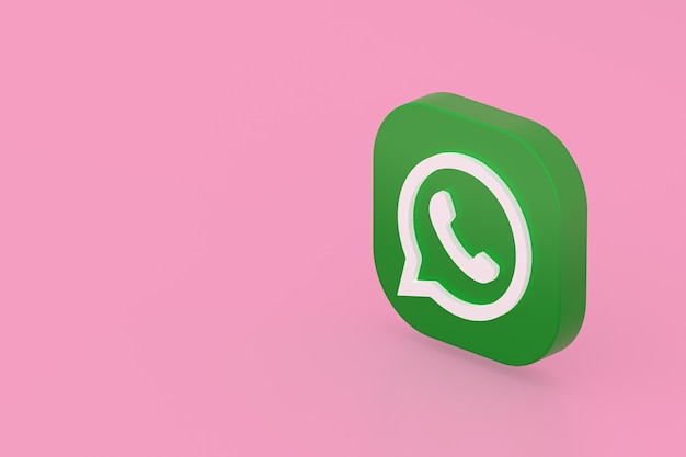 Whatsapp applicatie groen logo pictogram 3d render op roze