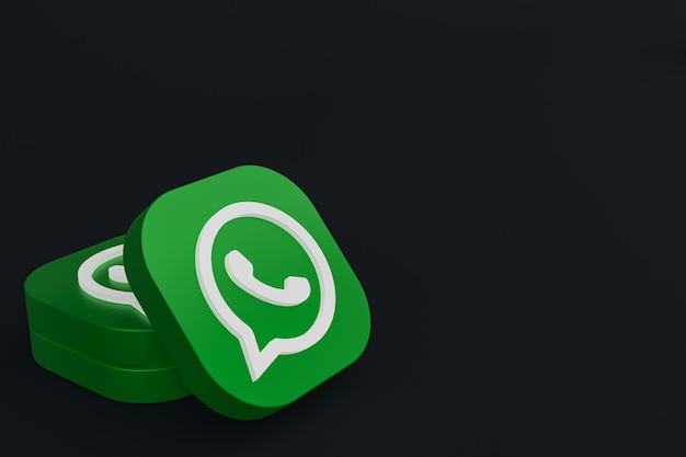 Whatsapp application green logo icon 3d render on black