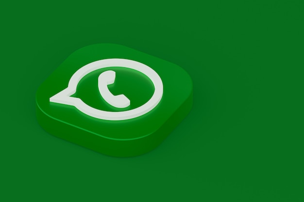 Whatsapp application green logo icon 3d render on green background