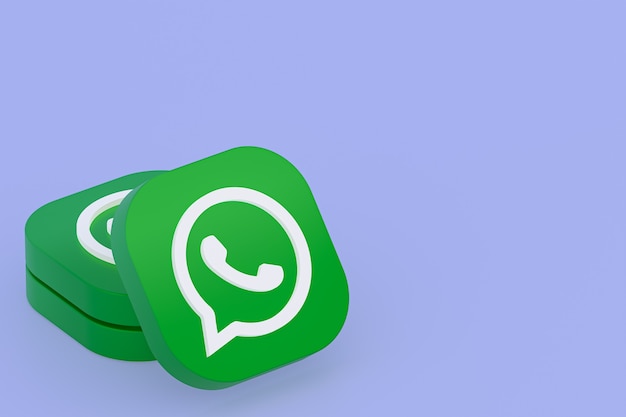 Фото Значок зеленого логотипа приложения whatsapp 3d визуализации на фиолетовом