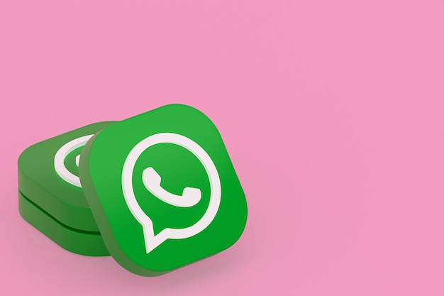 Значок зеленого логотипа приложения WhatsApp 3d визуализации