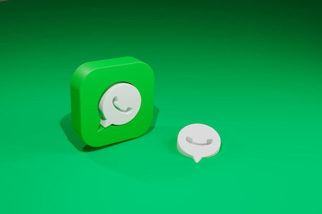 WhatsApp-berichtenpictogram op studio groene achtergrond 3d render