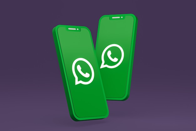 화면 스마트 폰 또는 휴대 전화의 Whatsapp 아이콘 3d 렌더링