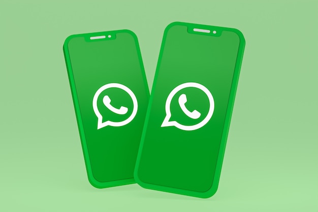 화면 스마트 폰 또는 휴대 전화의 Whatsapp 아이콘 3d 렌더링