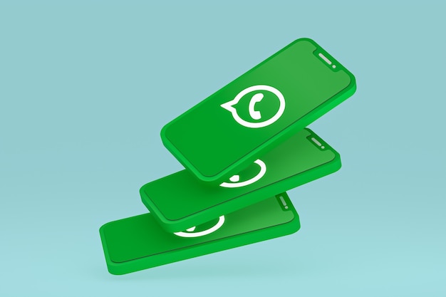 Icona di whatsapp sullo schermo dello smartphone o del telefono cellulare 3d render