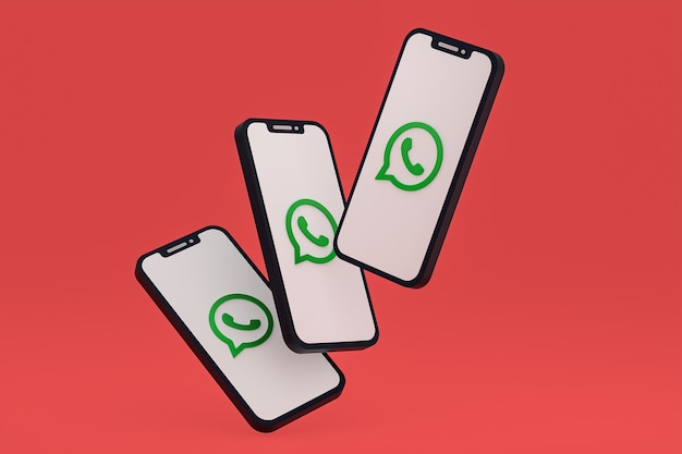 Значок whatsapp на экране смартфона или мобильного телефона 3d визуализации