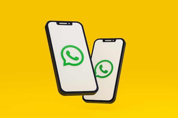 Whatsapp icon on screen smartphone or mobile phone 3d render