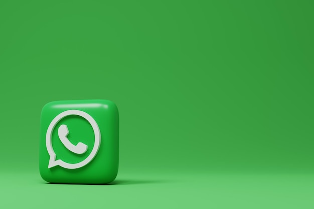 Логотип whatsapp на зеленом фоне 3d визуализации