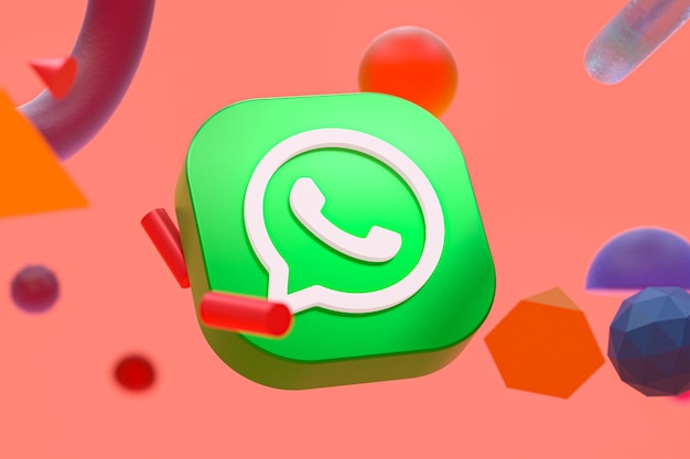 Фото Логотип whatsapp на фоне абстрактной геометрии