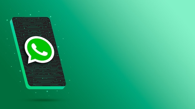 Il logo di whatsapp sul display del telefono tecnologico 3d rende