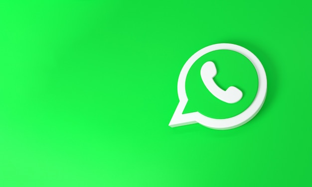 Whatsapp logo with space for text and graphics on green background. 3d rendering