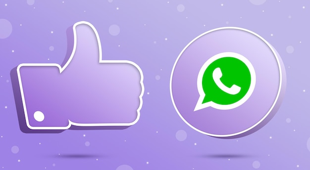 Whatsapp logo with thumbs up like icon 3d