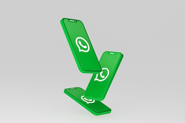 Whatsapp-pictogram op scherm mobiele telefoons 3d render