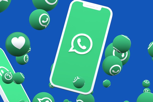 Whatsapp-pictogram op scherm smartphone of mobiel en WhatsApp-reacties