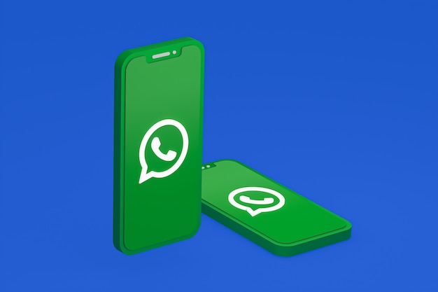 Whatsapp-pictogram op scherm smartphone of mobiele telefoon 3d render