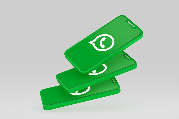 Whatsapp-pictogram op scherm smartphone of mobiele telefoon 3d render