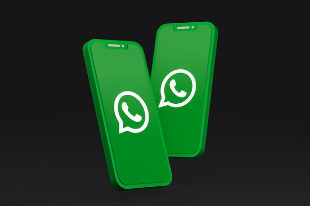 Whatsapp-pictogram op scherm smartphone of mobiele telefoon 3d render