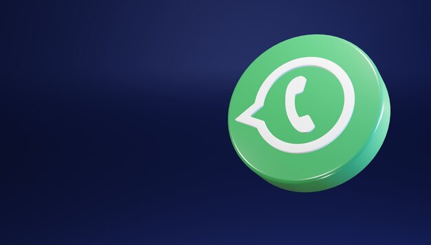 Foto whatsapp round icona 3d rende pulita e semplice dark social media illustrazione