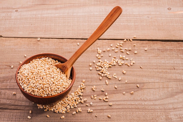 Wheat bowl on wooden table