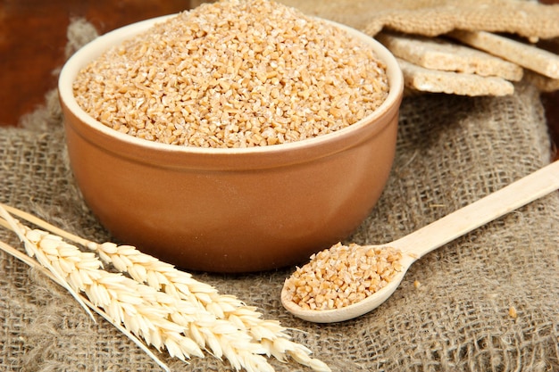 Wheat bran on the table