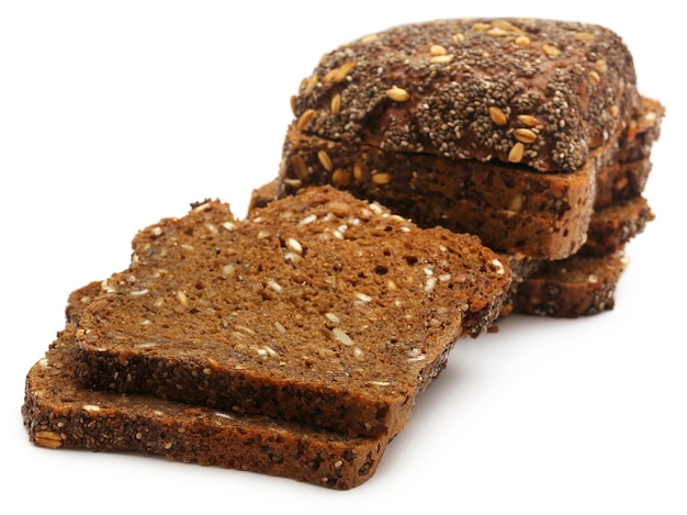 Wheat bread sliced over white background