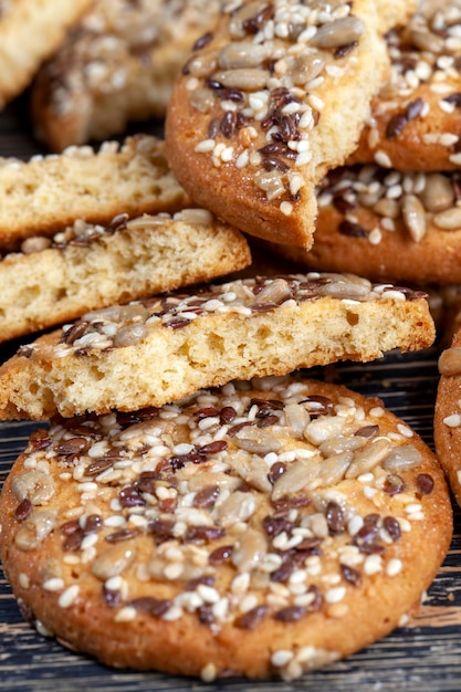 Wheat cookies with flax and sunflower seeds