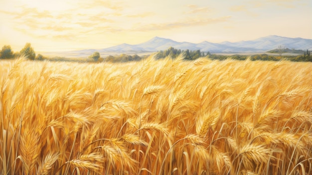 Wheat crop HD 8K wallpaper Stock Photographic Image