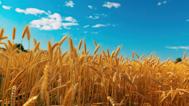 Photo wheat crops under blue sky