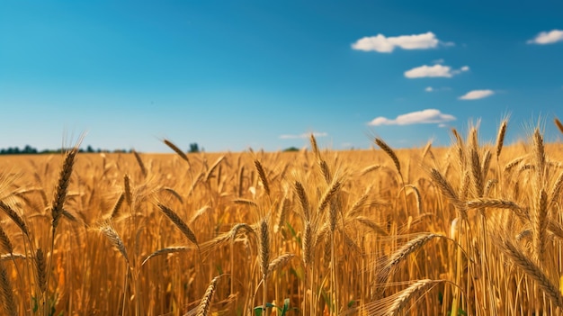 Photo wheat crops under blue sky