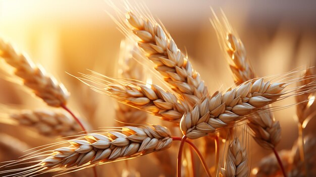 Wheat ears against a sunset sky