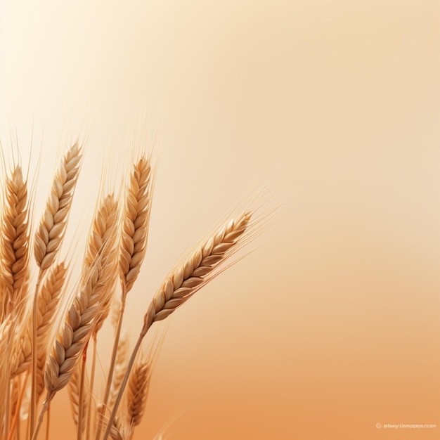 колосья пшеницы на желтом фоне с коричневым фоном