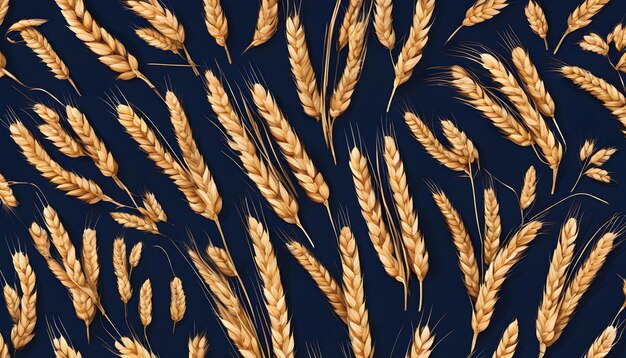 Photo wheat ears on a dark blue background