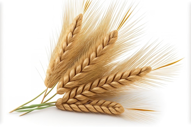 Wheat ears in a group isolated on a white background Design element for packages with a clipping path