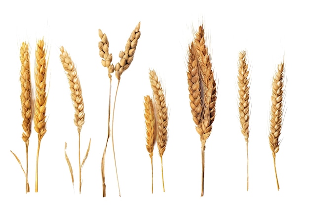 Wheat ears isolated on white background for package design AI
