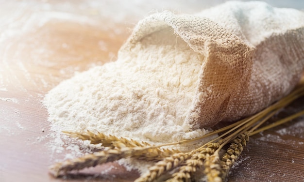 Wheat ears with egg and flour