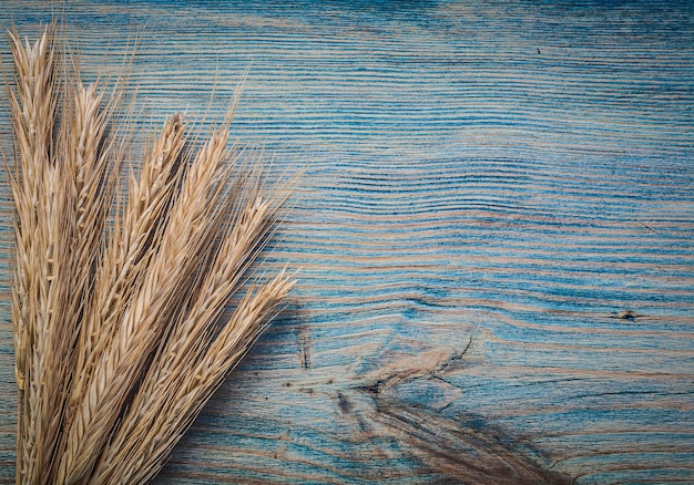 Wheat ears on wood