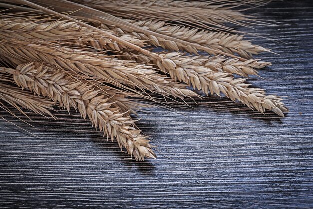 Wheat ears on wood