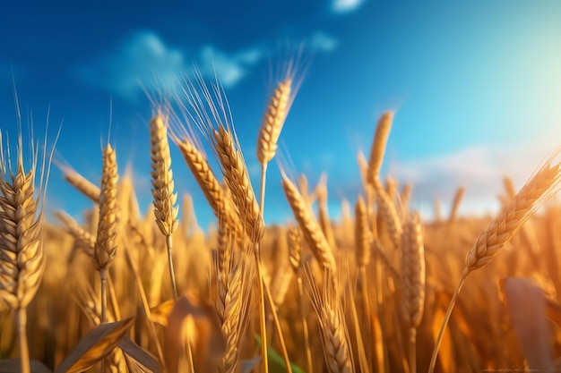 Wheat field against a blue sky