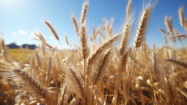 Wheat field against a blue sky