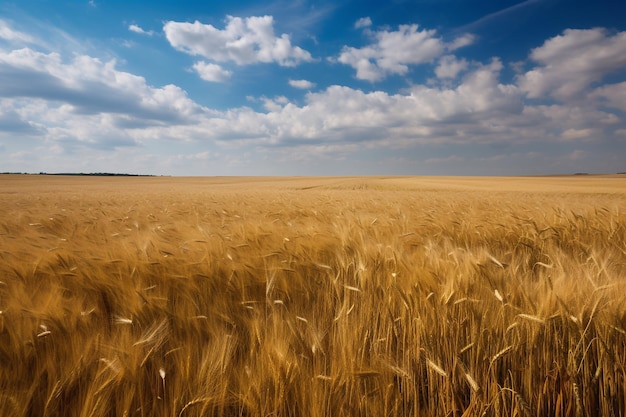 Пшеничное поле и голубое небо Летний пейзаж AI Generated
