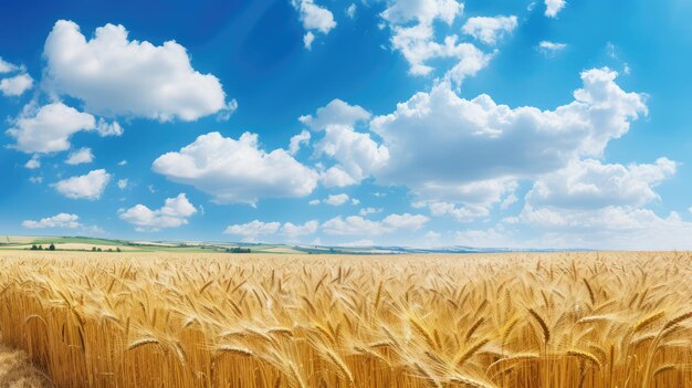 Wheat field under the blue sky