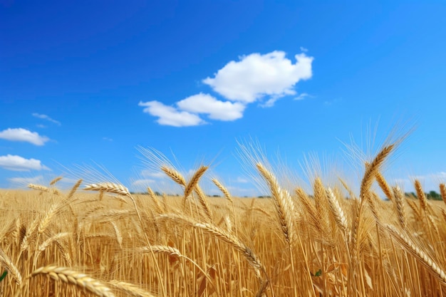 Wheat field under blue sky