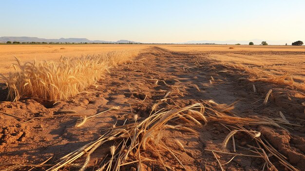 Photo wheat field damaged by heavy rains