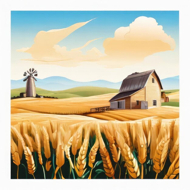 wheat field illustration