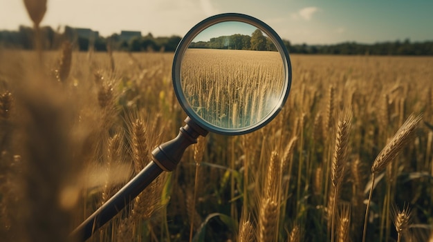 wheat field magnifier Generative AI
