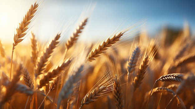 Photo wheat field plantation in hot summer day