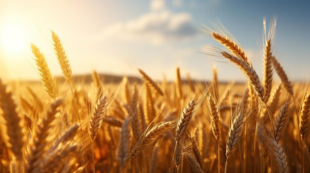 Wheat field plantation in hot summer day